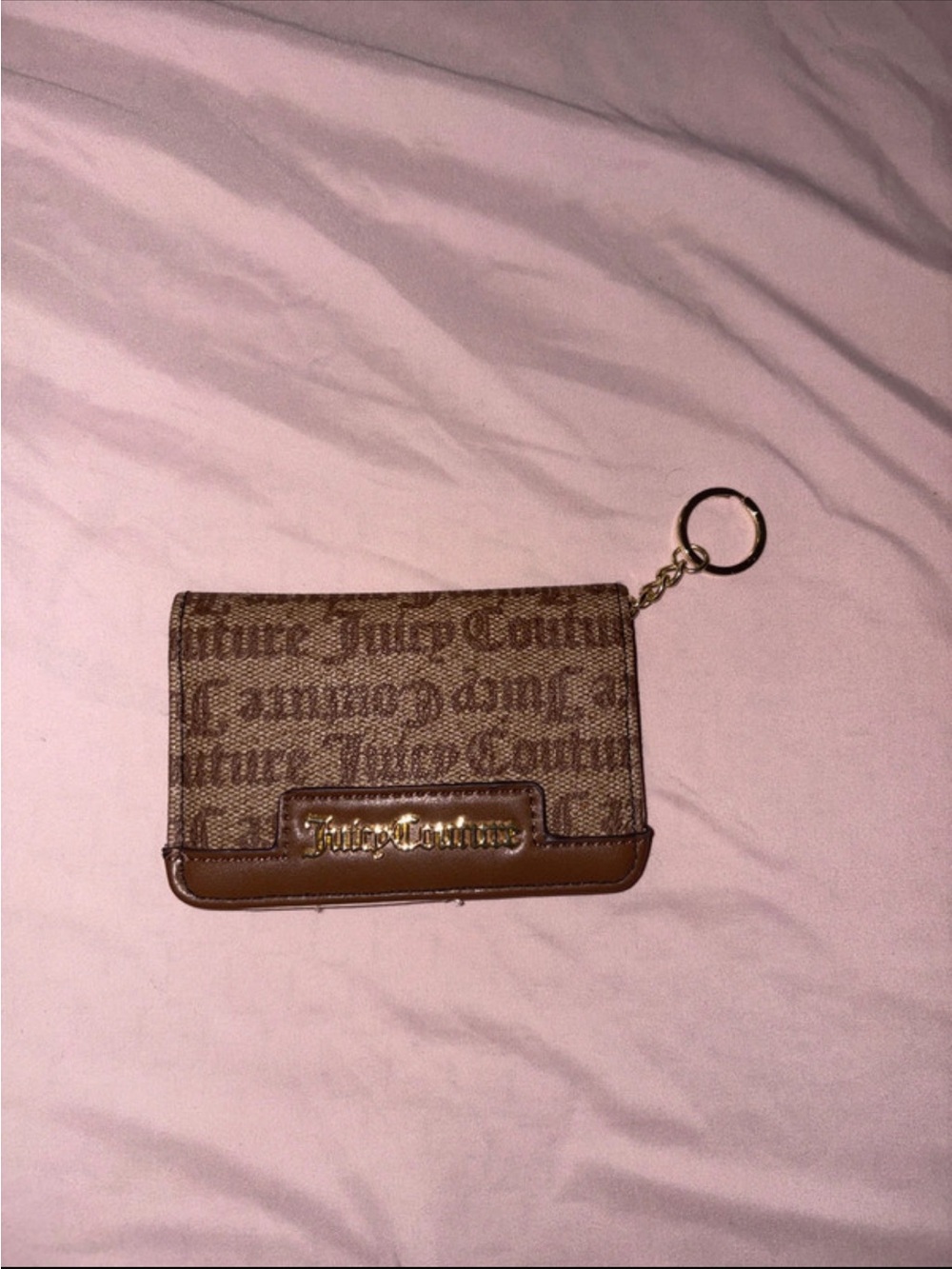 Juicy Couture Brown Monogram Card Case with Keyring